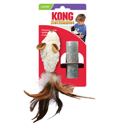 KONG Cat Refillable Catnip Feather Mouse (18cm) - UK9 Petcare