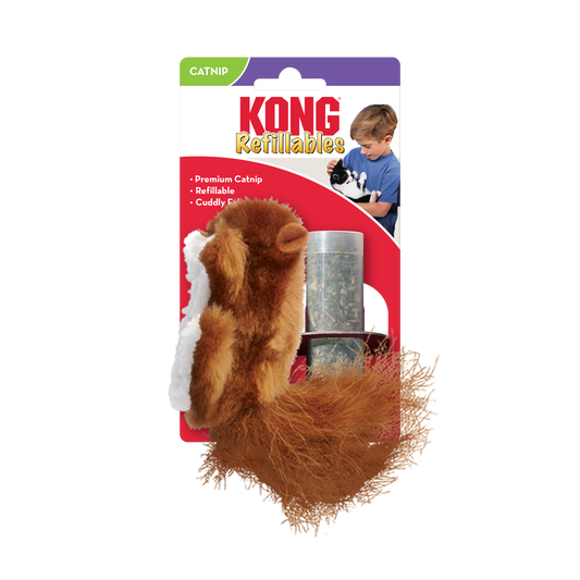 KONG Cat Refillable Catnip Squirrel (17cm) - UK9 Petcare