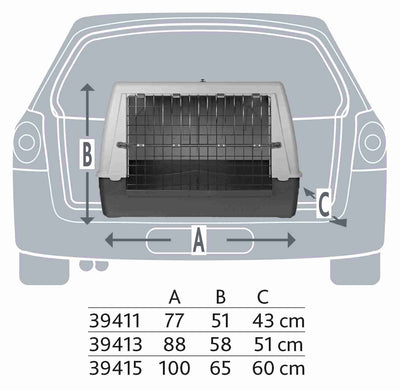 Trixie Journey Transport Box, M-L 100 x 65 x 60cm, Black/Grey