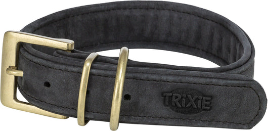 Trixie Pure Extra Wide Leather Collar, S-M 31-37cm/30mm, Black