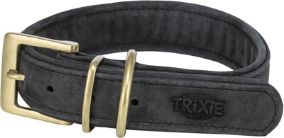 Trixie Pure Extra Wide Leather Collar, M-L 39-46cm/35mm, Black