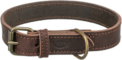 Trixie Rustic Greased Leather Collar, M 37-44cm/25mm, Dark Brown