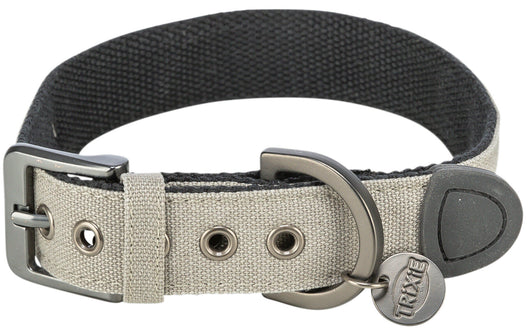 Trixie CityStyle Extra Wide Cotton Collar, S-M 30-37cm/25mm, Light Grey