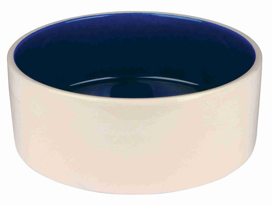 Trixie Ceramic Bowl, 2.3L/22cm, Cream/Blue