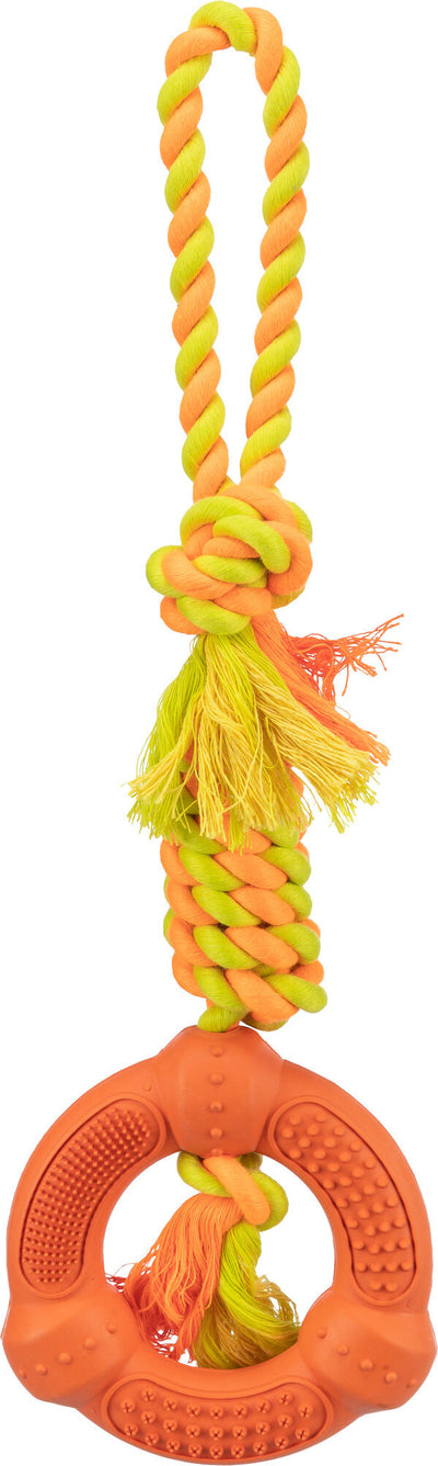 Trixie Denta Fun Ring on a Rope, Natural Rubber, 12cm/41cm