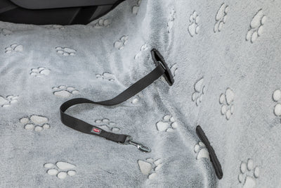 Trixie Grey Protective Car Blanket with Paw Print and Elastic Straps, 1.4 x 1.45m, Grey/Black