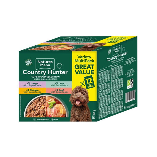 Natures Menu Country Hunter Superfood Selection for Dogs Pouches 150g x 12 x 3 Natures Menu