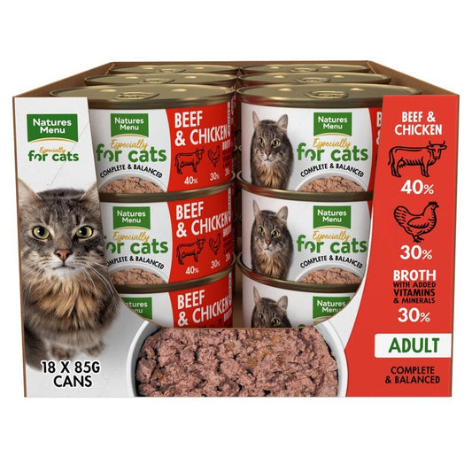 Natures Menu For Cats Adult Beef & Chicken Tins 85g x 18 Natures Menu