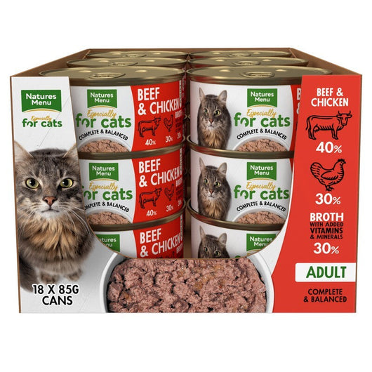 Natures Menu For Cats Adult Beef & Chicken Tins 85g x 18 Natures Menu