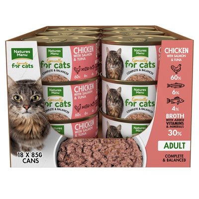 Natures Menu for Cats Adult Chicken with Salmon & Tuna Tins 85g x 18 Natures Menu