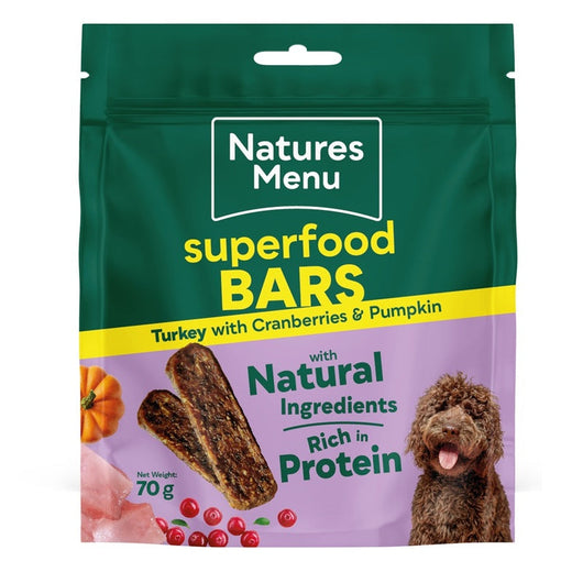 Natures Menu Superfood Bars Turkey Dog Treats 70g x 9 Natures Menu