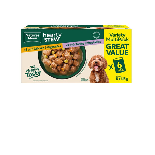 Natures Menu Hearty Stew Variety Multipack Chicken & Turkey Dog Food 415g x 6 Natures Menu
