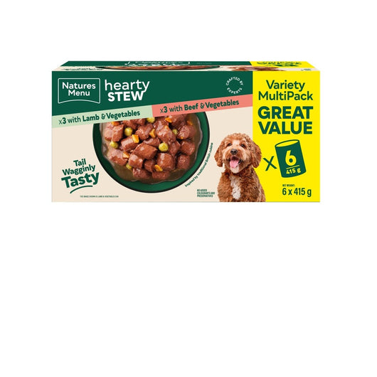 Natures Menu Hearty Stew Variety Multipack Lamb Beef Dog Food 415g x 6 Natures Menu