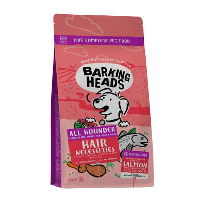 Barking Heads All Hounder Hair Necessities Grain Free Salmon 2kg x 4 Barking Heads