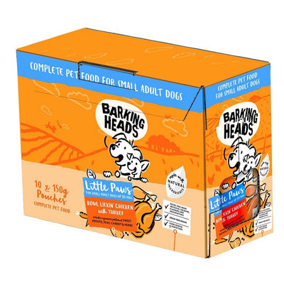 Barking Heads Little Paws Wet Bowl Lickin Chicken with Turkey 150g x 10 Barking Heads