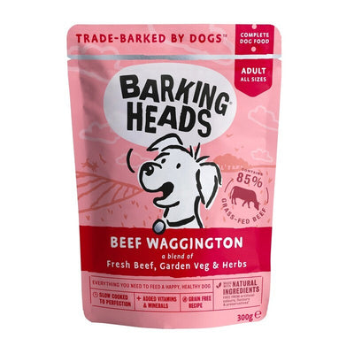 Barking Heads Wet Beef Waggington Grain Free Pouches 300g x 10 Barking Heads