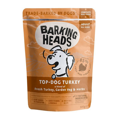 Barking Heads Wet Top Dog Grain Free Turkey Pouches 300g x 10 Barking Heads
