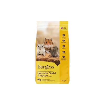 Burgess Hamster Gerbil & Mouse Pellets 750g x 3 Burgess