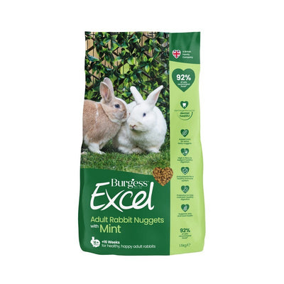 Burgess Excel Adult Rabbit Nuggets with Mint 1.5kg x 4 Burgess Excel