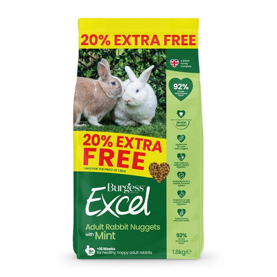 Burgess Excel Adult Rabbit Nuggets with Mint + 20% Extra 1.8kg x 4 Burgess Excel