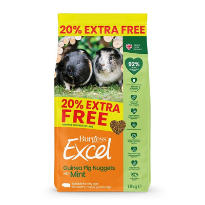 Burgess Excel Guinea Pig Nuggets with Mint +20% Extra 1.8kg x 4 Burgess Excel