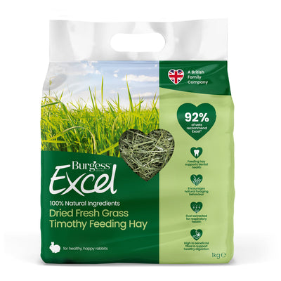 Burgess Excel Dried Fresh Grass Timothy Feeding Hay 1kg x 4 Burgess Excel