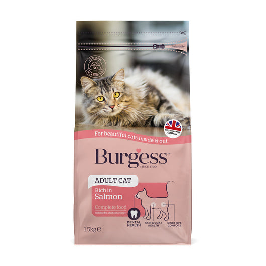 Burgess Adult Cat Rich in Scottish Salmon 1.5kg x 4 Burgess