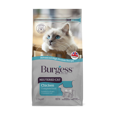 Burgess Neutered Cat Chicken 1.5kg x 4 Burgess