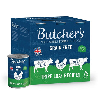 Butchers Grain Free Tripe Loaf Recipes Tins 400g x 18 Butcher's