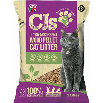 CJs Ultra Absorbent Wood Pellet Cat Litter 5L CJs