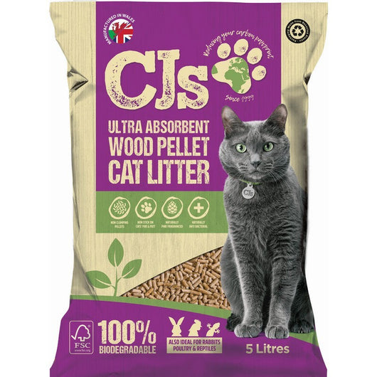 CJs Ultra Absorbent Wood Pellet Cat Litter 5L CJs