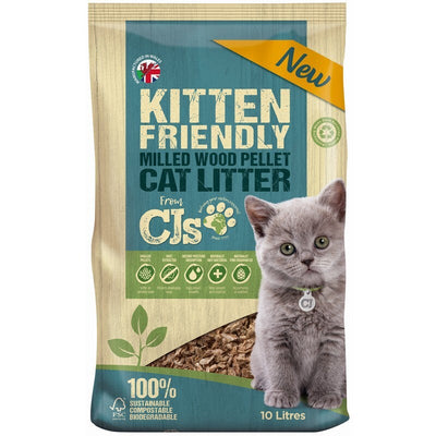 CJs Kitten Friendly Wood Pellet Litter 10L CJs