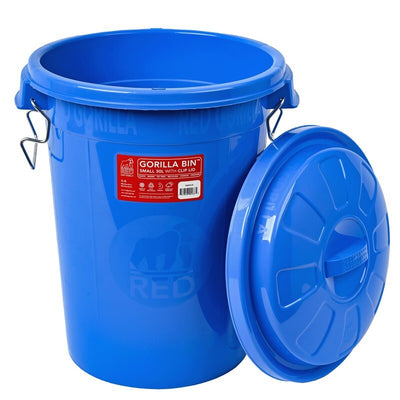 Red Gorilla Bin with Clip Lid Blue 30L Red Gorilla
