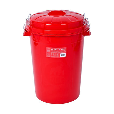 Red Gorilla Bin with Clip Lid Red 50L Red Gorilla