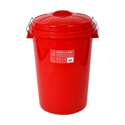 Red Gorilla Bin with Clip Lid Red 80 litre Red Gorilla
