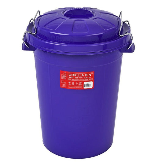 Red Gorilla Bin with Clip Lid Purple 30 litre Red Gorilla