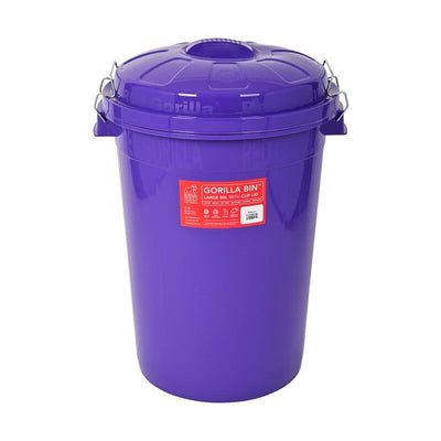 Red Gorilla Bin with Clip Lid Purple 80 litre Red Gorilla