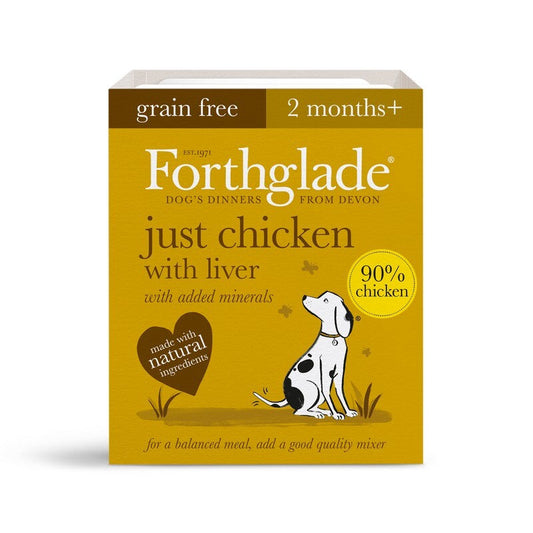 Forthglade Adult Just Grain Free Chicken & Liver Trays 395g x 18 Forthglade