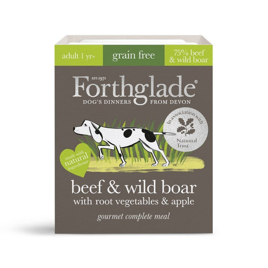 Forthglade Adult Gourmet Grain Free Beef & Wild Boar with Root Vegetables & Apple Trays 395g x 7 Forthglade