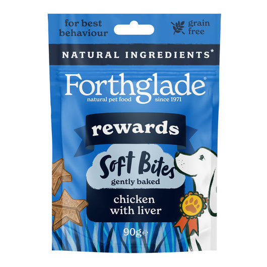 Forthglade Natural Soft Bites Rewards Grain Free Chicken with Liver Treats 90g x 8 Forthglade