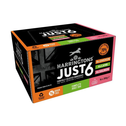Harringtons Just 6 Complete Adult Multipack Trays 380g x 16 Harringtons