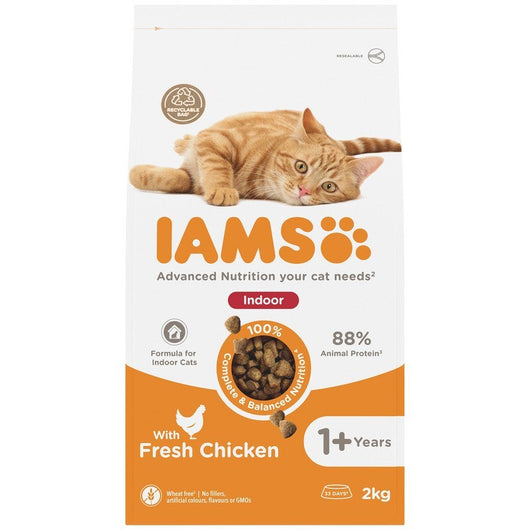 Iams Cat Adult Indoor with Chicken 2kg x 2 Iams