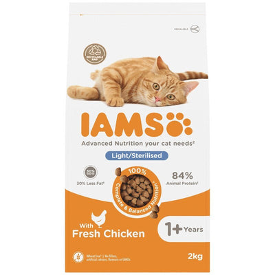 Iams Cat Adult Light in Fat/Sterilised with Chicken 2kg x 2 Iams