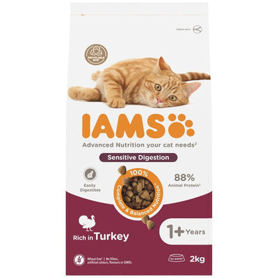 Iams Cat Adult Sensitive Digestion with Turkey 2kg x 2 Iams