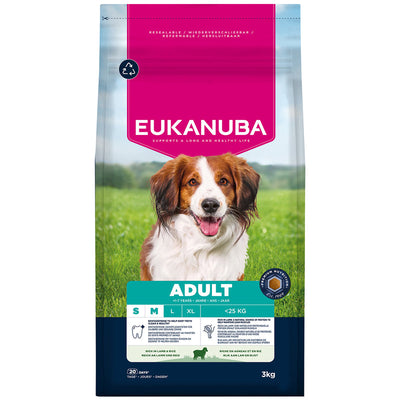Eukanuba Adult Small Medium Breed Lamb & Rice 3 kg x 3 Eukanuba