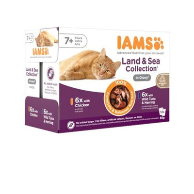 Iams Delight Senior Land & Sea Collection in Gravy 85g x 12 Iams