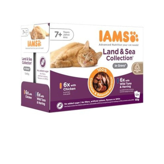 Iams Delight Senior Land & Sea Collection in Gravy 85g x 12 Iams