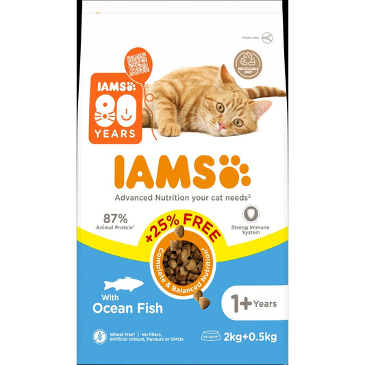 Iams Cat Adult with Ocean Fish 80th Birthday + 25% Extra 2.5kg Iams