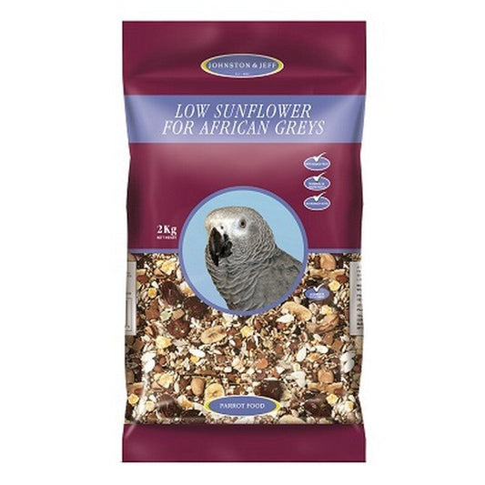 Johnston & Jeff Low Sunflower Diet African Grey Parrot 2kg x 6 Johnston & Jeff