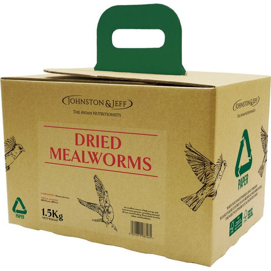 Johnston & Jeff Dried Mealworms in EcoBox 1.5kg Johnston & Jeff